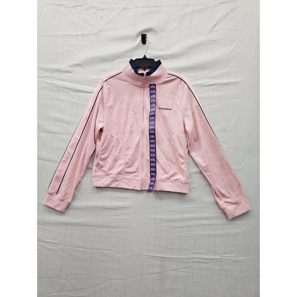 Juicy Couture Pink Velour Track Jacket XXL Juicy Anyone Pickleball Heart Zip Up